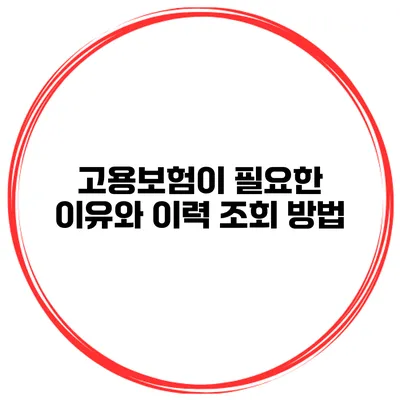 고용보험이 필요한 이유와 이력 조회 방법