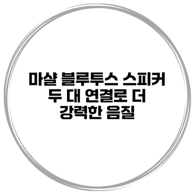 마샬 블루투스 스피커 두 대 연결로 더 강력한 음질