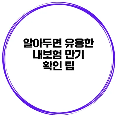 알아두면 유용한 내보험 만기 확인 팁