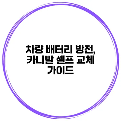 차량 배터리 방전, 카니발 셀프 교체 가이드