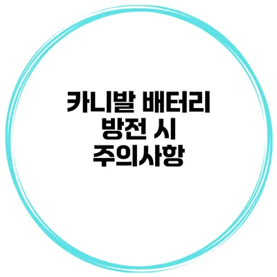 카니발 배터리 방전 시 주의사항