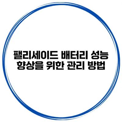 팰리세이드 배터리 성능 향상을 위한 관리 방법